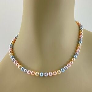 New Swarovski Crystal Pearl Necklace, 6mm Pastel Pearls, Coquette, Candy Core
